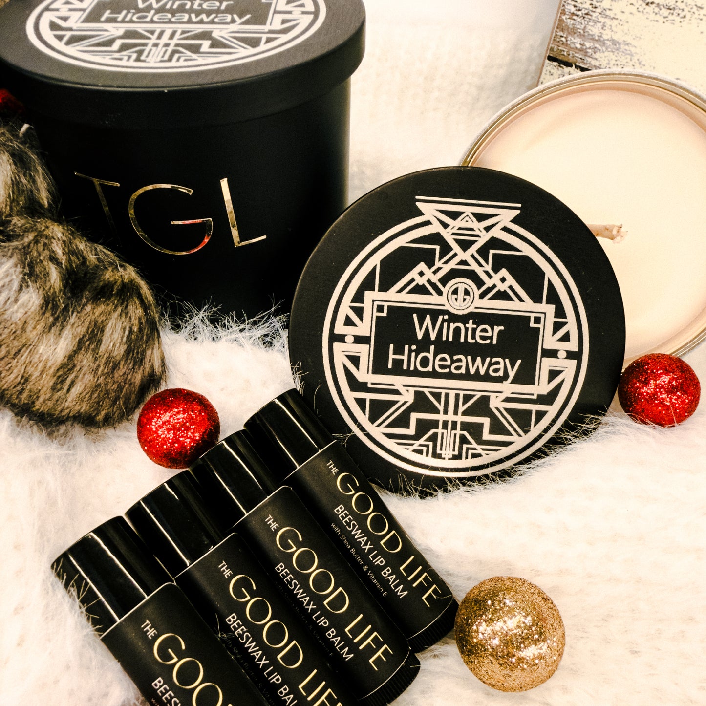 Soy & Beeswax Candle and Lip balms Christmas Gift Set