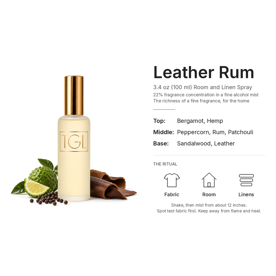 Leather Rum Room & Linen Spray, 3.4 oz