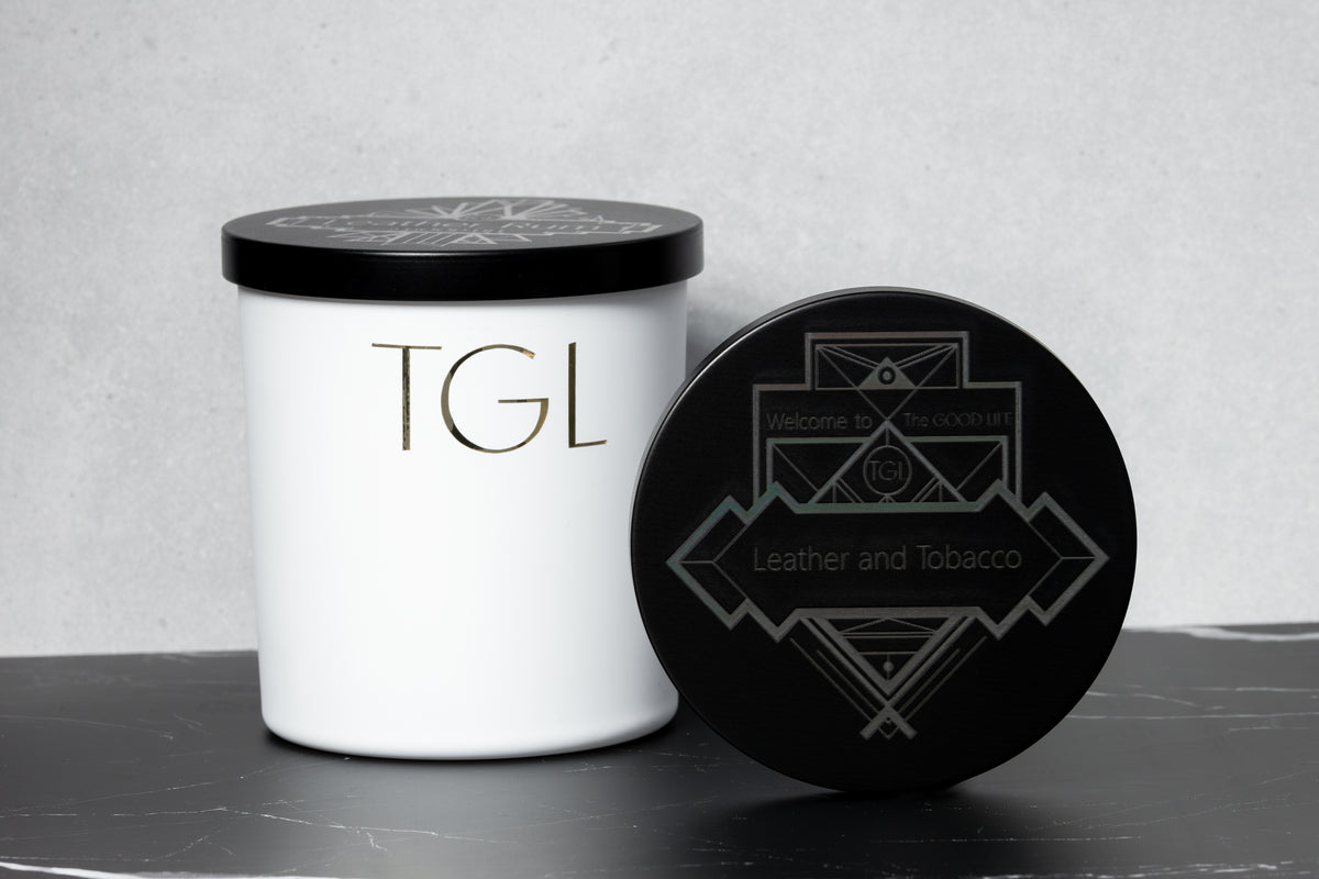 Leather & Tobacco soy candle from The GOOD LIFE, 8.5 oz.