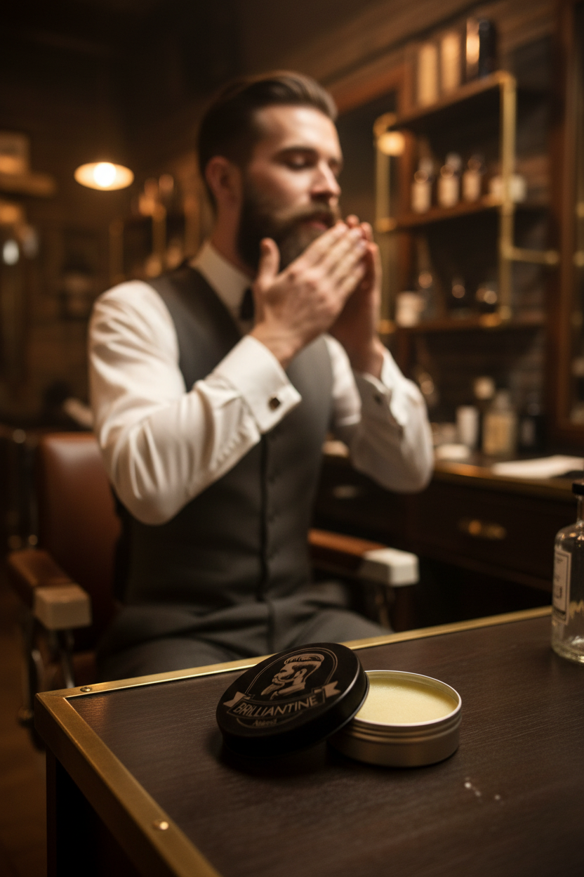 1920s Gentleman Applying Brilliantine Beard Balm