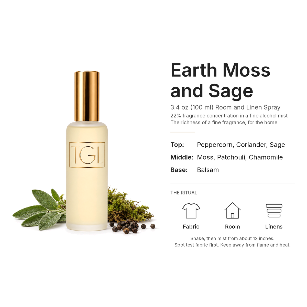 Earth Moss and Sage Room & Linen Spray, 3.4 oz