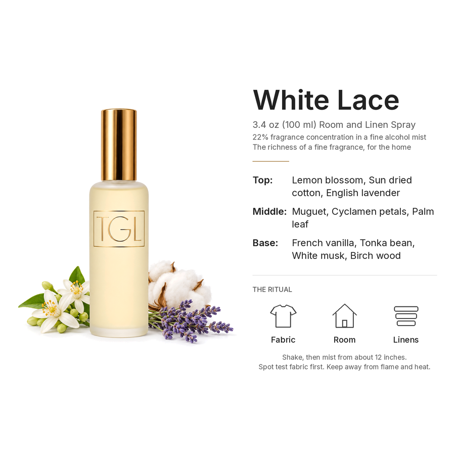 White Lace Room & Linen Spray, 3.4 oz