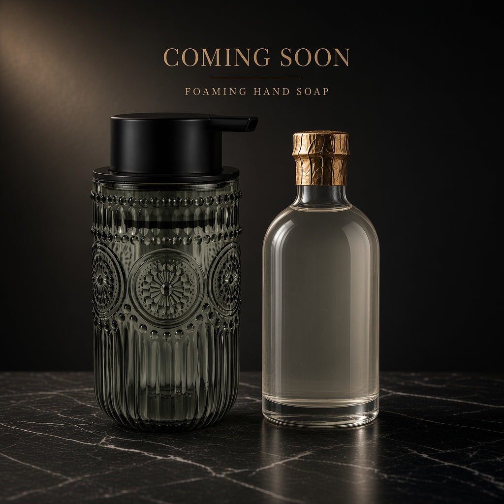 Placeholder image of The GOOD LIFE smoky gray green glass foaming soap dispenser and foaming hand soap set, coming soon