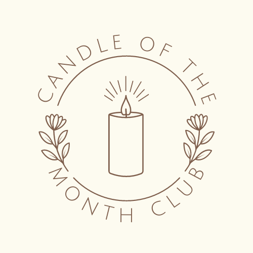 A logo of a candle within a circle, surrounded by a floral wreath, with the text 'CALENDAR OF THE MONTH CLUB'.